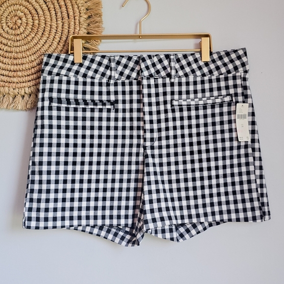 Anthropologie New Picnic Gingham Black White High Waist Twill Shorts SZ 30 - Picture 8 of 9